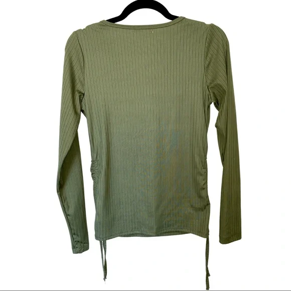 Full Circle | Green Long Sleeve Ribbed Top w/ Adjustable Tie Sides | Size L - Picture 3 of 3
